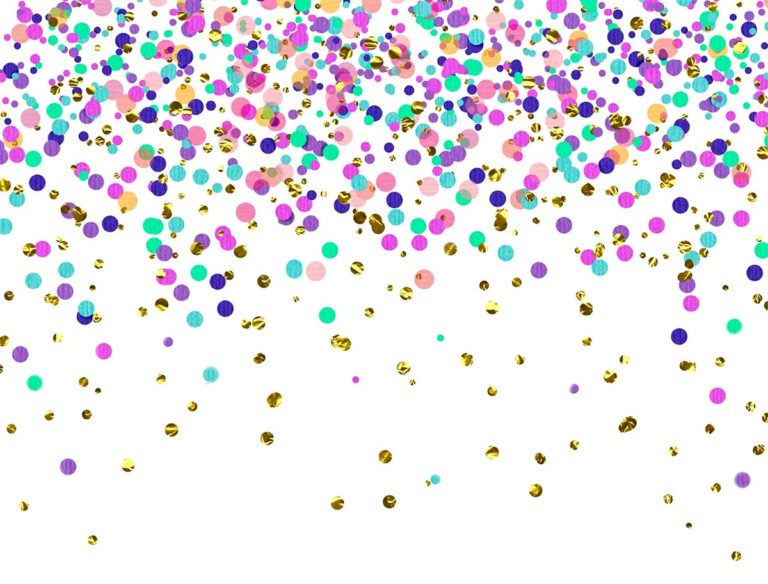 Black background with bubbles of colors like yellow, purple, pink, and green