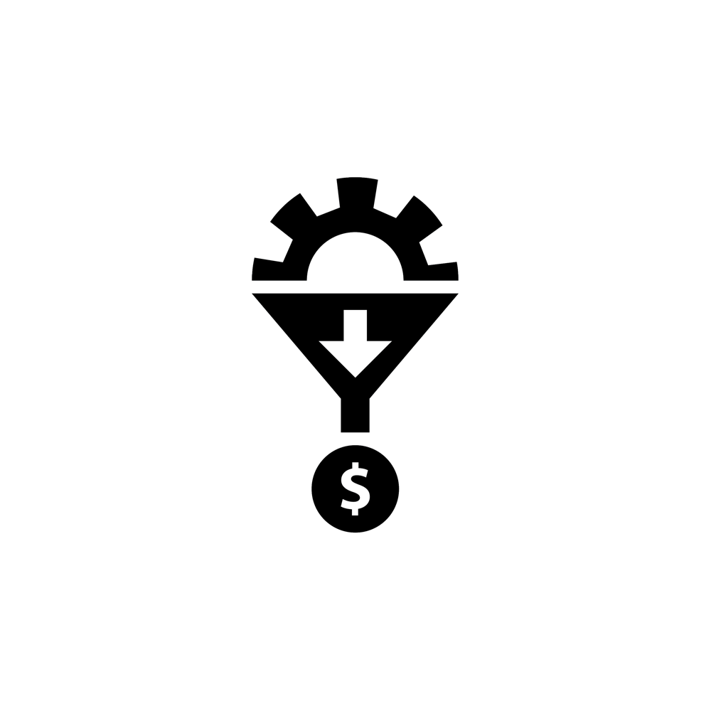 symbols representing machinery resulting in money production